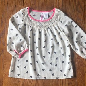 Girls 10/12 heart print top